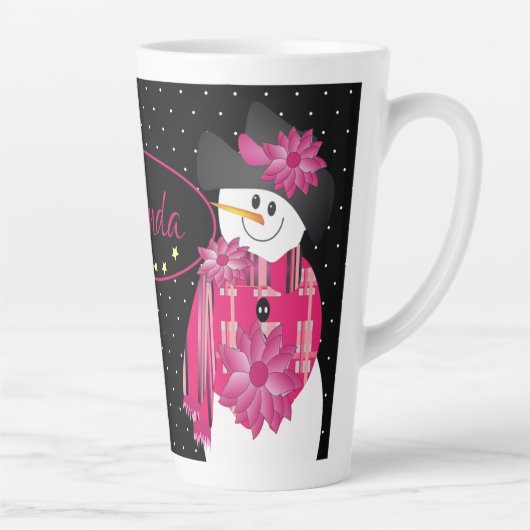 Tasse Latte Blanc Noir Et Rose (Droite)