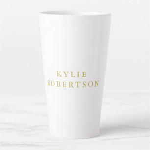 Tasse Latte Blanc & Or Couleurs Professionnel Tendance Uni