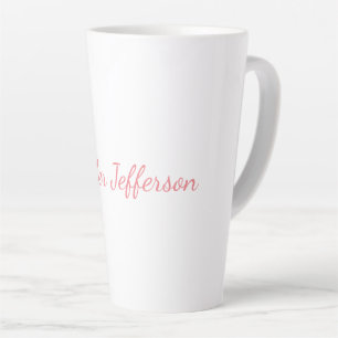 Tasse Latte Blanc Plaque moderne écriture manuscrite Votre nom