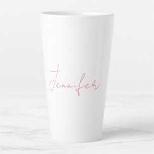 Tasse Latte Blanc Plaque moderne écriture manuscrite Votre nom