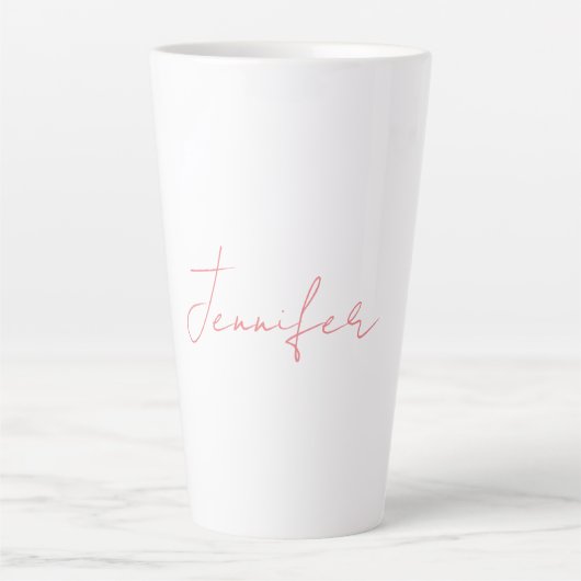 Tasse Latte Blanc Plaque moderne écriture manuscrite Votre nom (Devant)