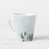 Tasse Latte blanc romantique poussiéreux et fleurs bleues mari (Angle gauche)