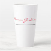 Tasse Latte Blanc Rouge tendance écriture manuscrite Plaine cr (Devant)