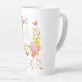 Tasse Latte Blanche à Monogramme de Jardin Fleuri (Angle droit)