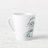 Tasse Latte Bleu Blanc Père Noël Écharpe Sceau Noël (Angle gauche)