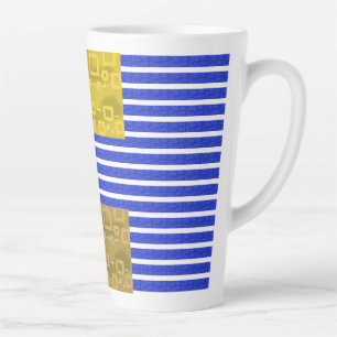 Tasse Latte Bleu Bleu Bleu Or Géométrique