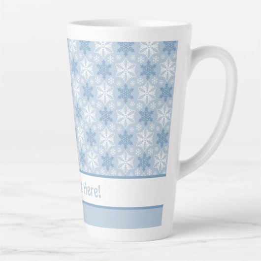 Tasse Latte Bleu brillant et hiver blanc Motif Flocon de neige (Droite)