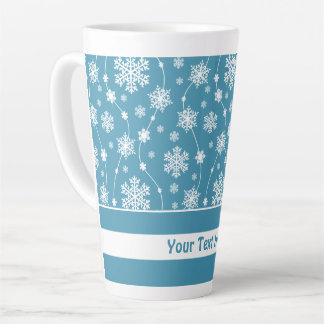 Tasse Latte Bleu ciel clair Hiver blanc Motif Flocon de neige