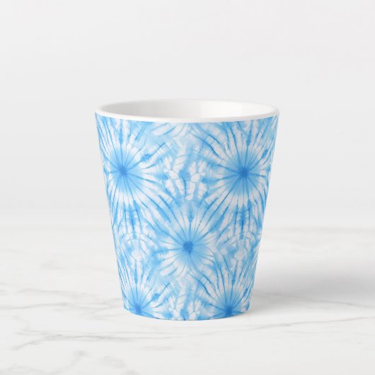 Tasse Latte Bleu Clair Tie Dye Blanc (Devant)