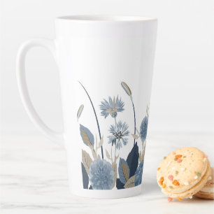 Tasse Latte Bleu Dahlias Cornflower