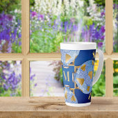 Tasse Latte Bleu Et Or De Style Japonais