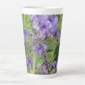 Tasse Latte Bleu-Eyed Denton sur les fleurs violettes (Devant)