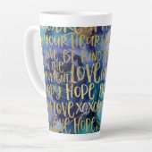 Tasse Latte Bleu Femme Face Or Citations Inspirationnelles (Angle gauche)
