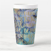 Tasse Latte Bleu Femme Face Or Citations Inspirationnelles (Devant)