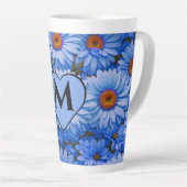 Tasse Latte Bleu floral bleu tournesol bleu marguerites motif (Angle droit)