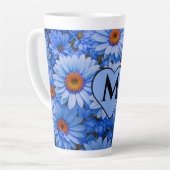 Tasse Latte Bleu floral bleu tournesol bleu marguerites motif (Angle gauche)