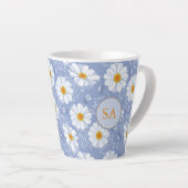 Tasse Latte Bleu Floral Monographique, Orange, Blanc (Angle droit)