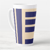 Tasse Latte Bleu foncé + rayures crème (Angle gauche)