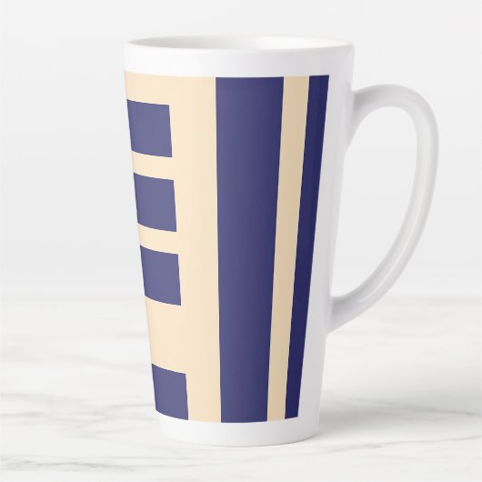Tasse Latte Bleu foncé + rayures crème (Droite)
