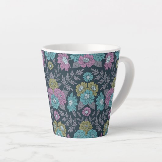 Tasse Latte Bleu foncé, vert et violet (Angle droit)