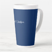 Tasse Latte Bleu marine unique écriture classique uni (Angle droit)