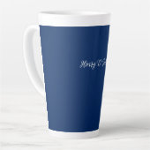 Tasse Latte Bleu marine unique écriture classique uni (Angle gauche)
