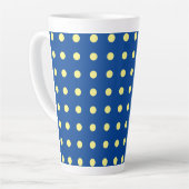Tasse Latte Bleu profond Jaune Pois tendance (Angle gauche)