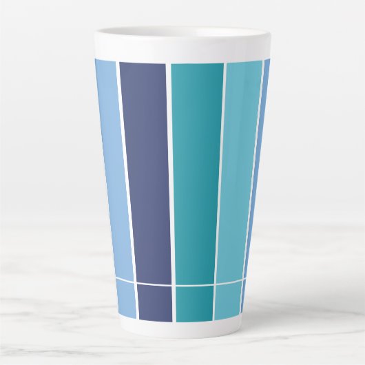 Tasse Latte Bleu rayé (Devant)