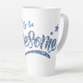 Tasse Latte Bleu rayé "Réveillez-vous et soyez génial" Motivat (Angle droit)