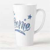 Tasse Latte Bleu rayé "Réveillez-vous et soyez génial" Motivat (Droite)