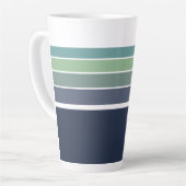 Tasse Latte Bleu rétro/mod et vert rayé (Angle gauche)
