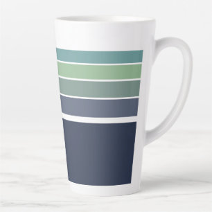Tasse Latte Bleu rétro/mod et vert rayé