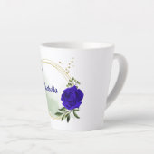 Tasse Latte bleu royal & fleurs blanches verdure (Angle droit)