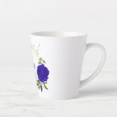 Tasse Latte bleu royal & fleurs blanches verdure (Droite)