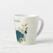 Tasse Latte bleu sarcelle beige floral (Angle droit)