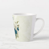 Tasse Latte bleu sarcelle beige floral (Droite)