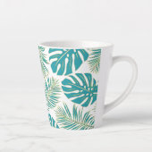 Tasse Latte Bleu tropical, feuilles or et monogramme (Droite)