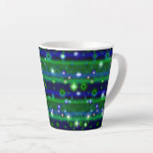 Tasse Latte Bleu vert rayures avec étoiles et Raindrops (Angle droit)