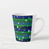 Tasse Latte Bleu vert rayures avec étoiles et Raindrops (Droite)