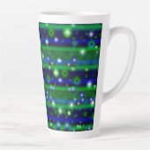 Tasse Latte Bleu vert rayures avec étoiles et Raindrops (Droite)