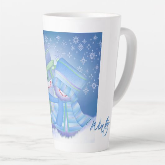 Tasse Latte Bleus d'hiver de Noël (Angle droit)