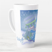 Tasse Latte Bleus d'hiver de Noël (Angle gauche)