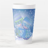 Tasse Latte Bleus d'hiver de Noël (Devant)