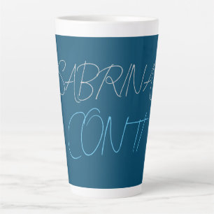 Tasse Latte Blue Ajouter Nom Moderne Minimaliste Plain