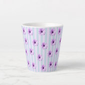 Tasse Latte blue and purple striped daisy pattern (Devant)