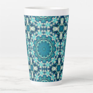 Tasse Latte Blue Aqua Mandala Rosette Retro Hippie