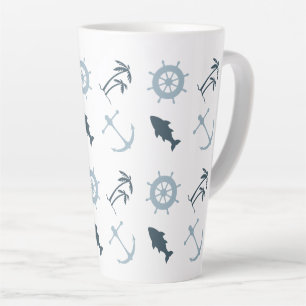 Tasse Latte Blue Beach Ancres Palm Trees
