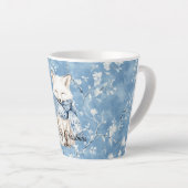 Tasse Latte Blue Floral Fox Christmas (Angle droit)