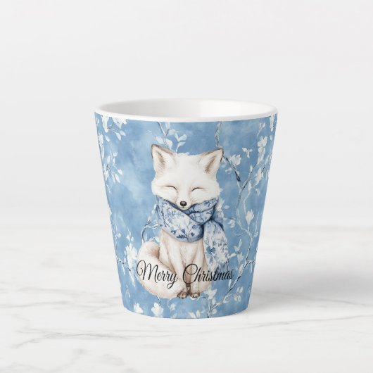 Tasse Latte Blue Floral Fox Christmas (Devant)