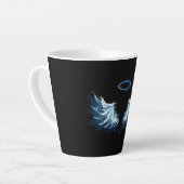 Tasse Latte Blue Glowing Angel Wings on black background (Angle gauche)